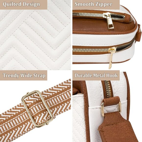 Crossbody Bags for Women, Quilted Shoulder Bag with Adjustable Wide Strap, Small - Picture 3 of 7